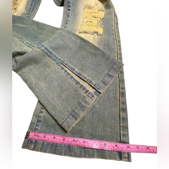 PrettyLittleThing Tall Distressed Detail High Waist Wide Leg Jeans Women’s Size4 - Picture 9 of 13